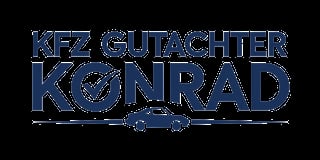 KFZ Gutachter Konrad logo with blue text and car silhouette