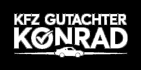 KFZ Gutachter Konrad logo with white text and car icon on black background